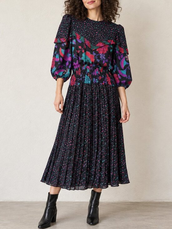 Susan Freis Dresses & Skirts - Assorti for Susan Freis Vintage 80s Floral Pleated Dress